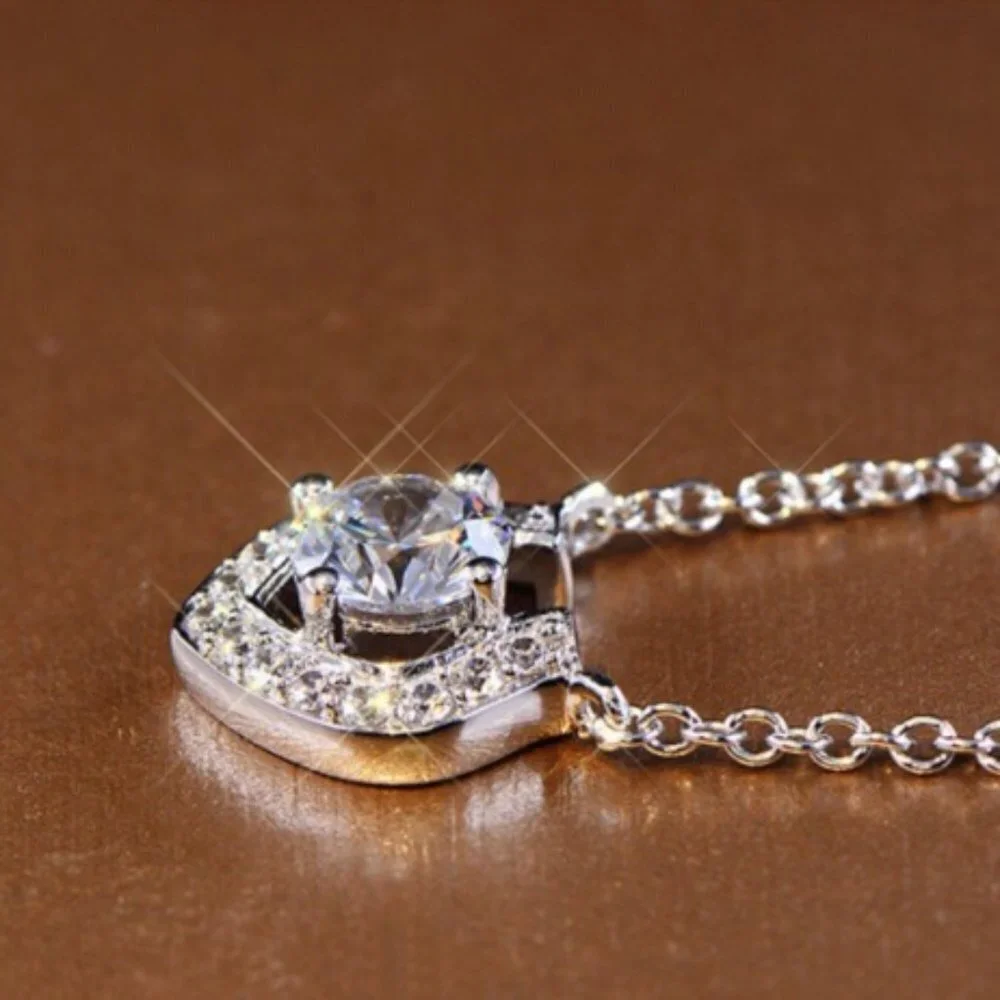 💝"Pave Unique Hollow Pendant Necklace for Women, UNVN12410 - Picture 3 of 4